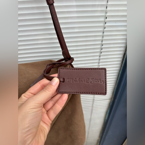 Asymmetrical Leather Cotton Canvas Brown Fold Over Crossbody Messenger Bag - Picture 4 of 16